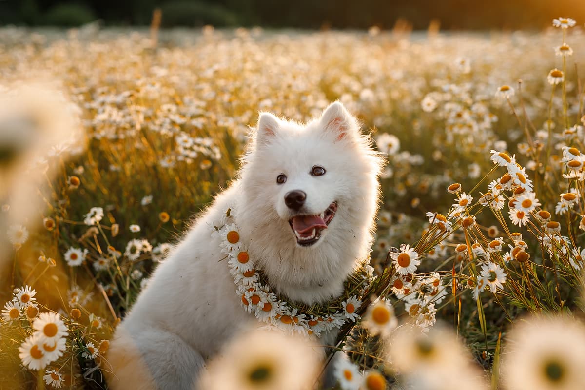 Samoyed with family