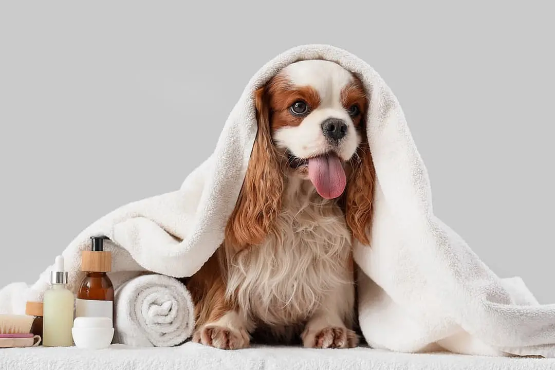 King Charles Spaniel with family